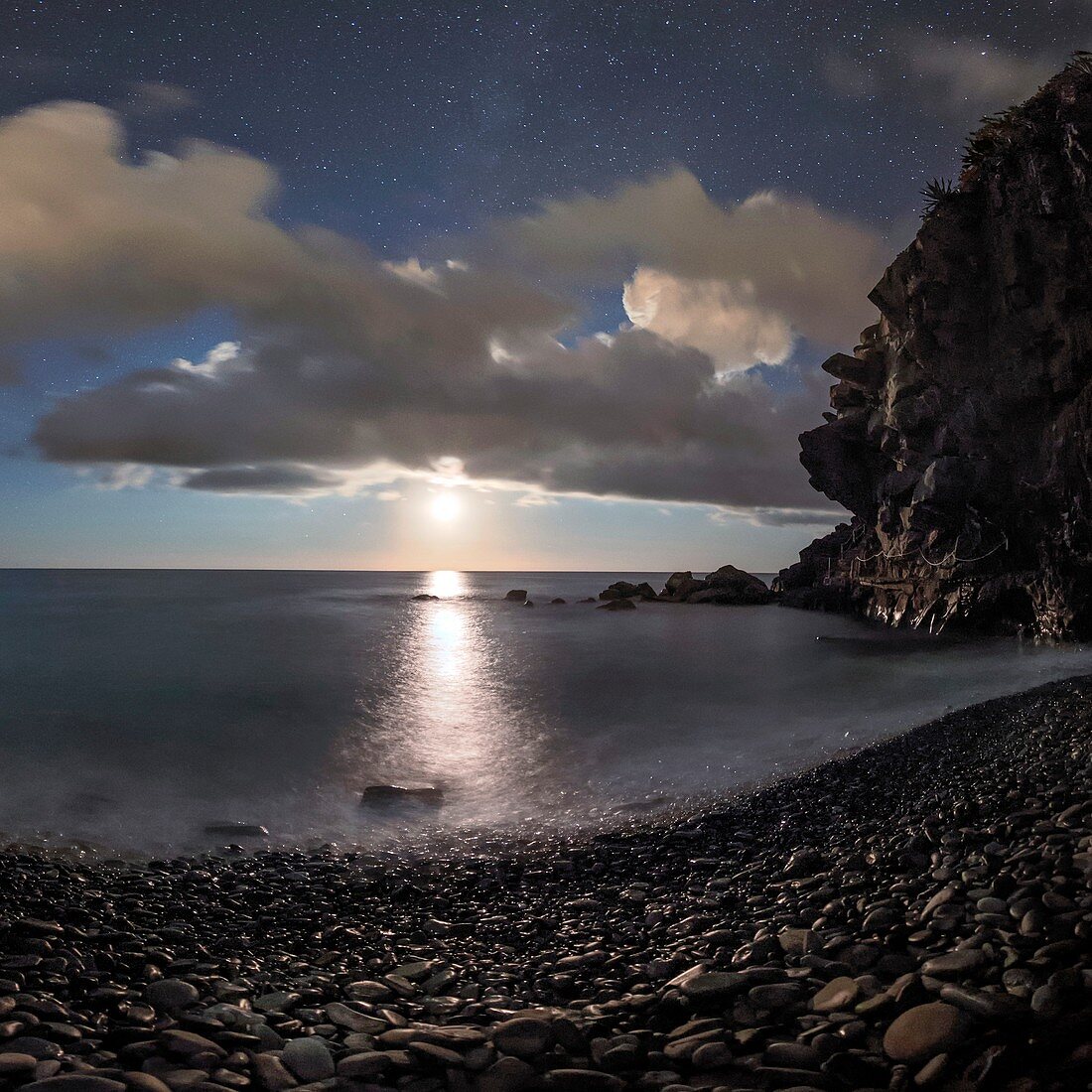 Moonlight on Mediterranean Sea, Italy