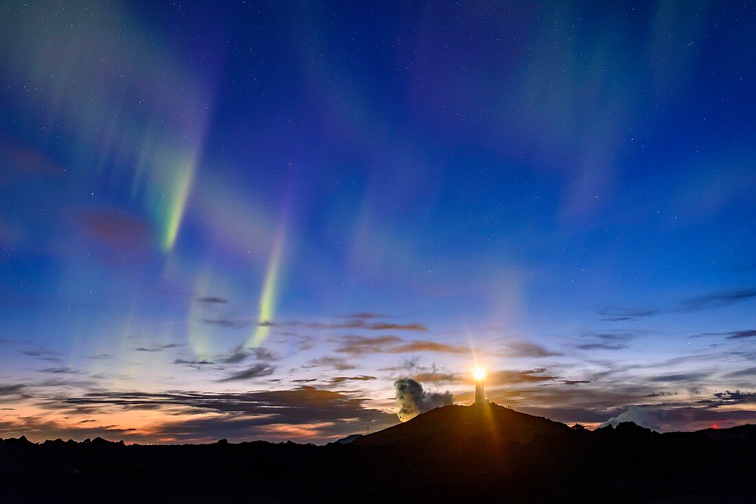 Northern Lights over Reykjanesviti lighthouse, Iceland