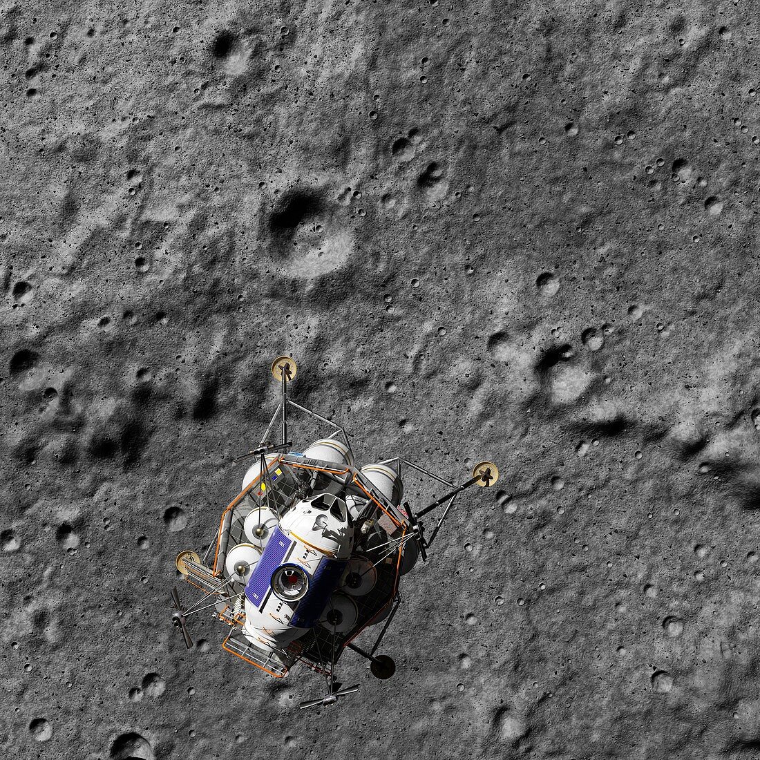 Lunar lander over Moon, illustration