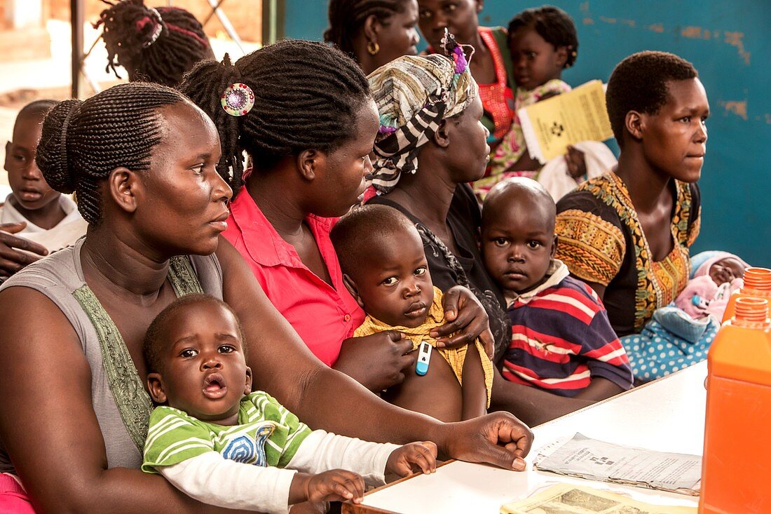 Mothers and babies at a baby clinic