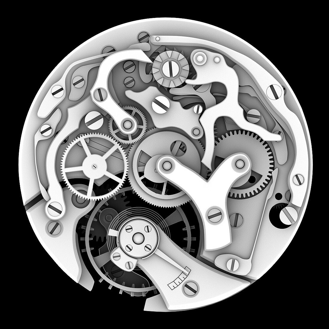 Mechanical watch interior, illustration