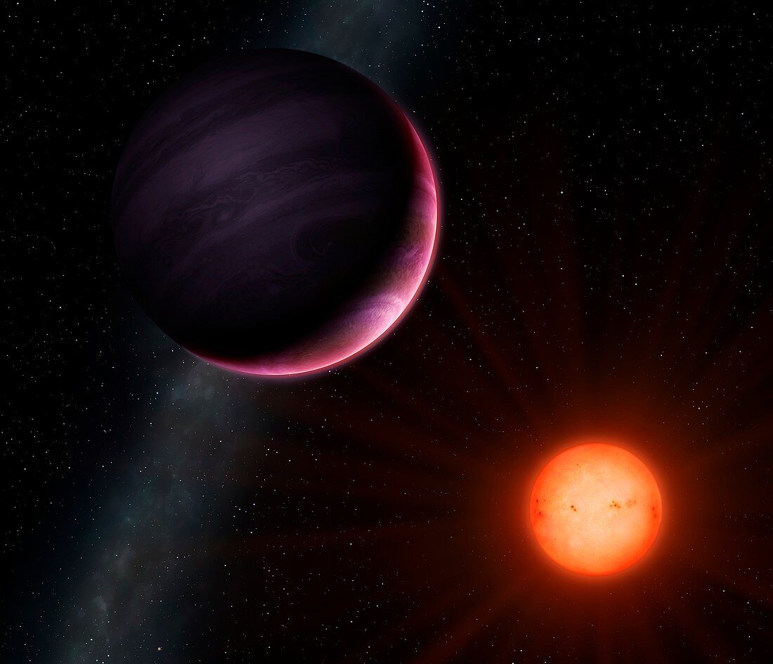 Red dwarf NGTS-1 and its planet, illustration