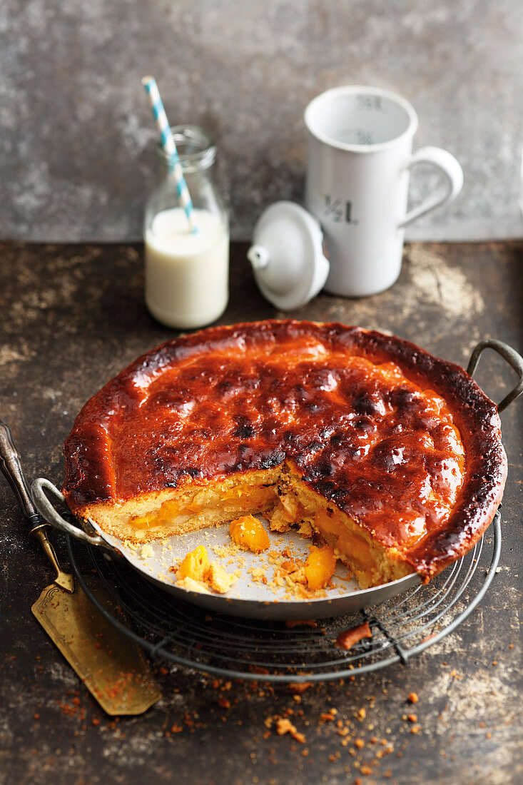 Grilled American-style peach cake