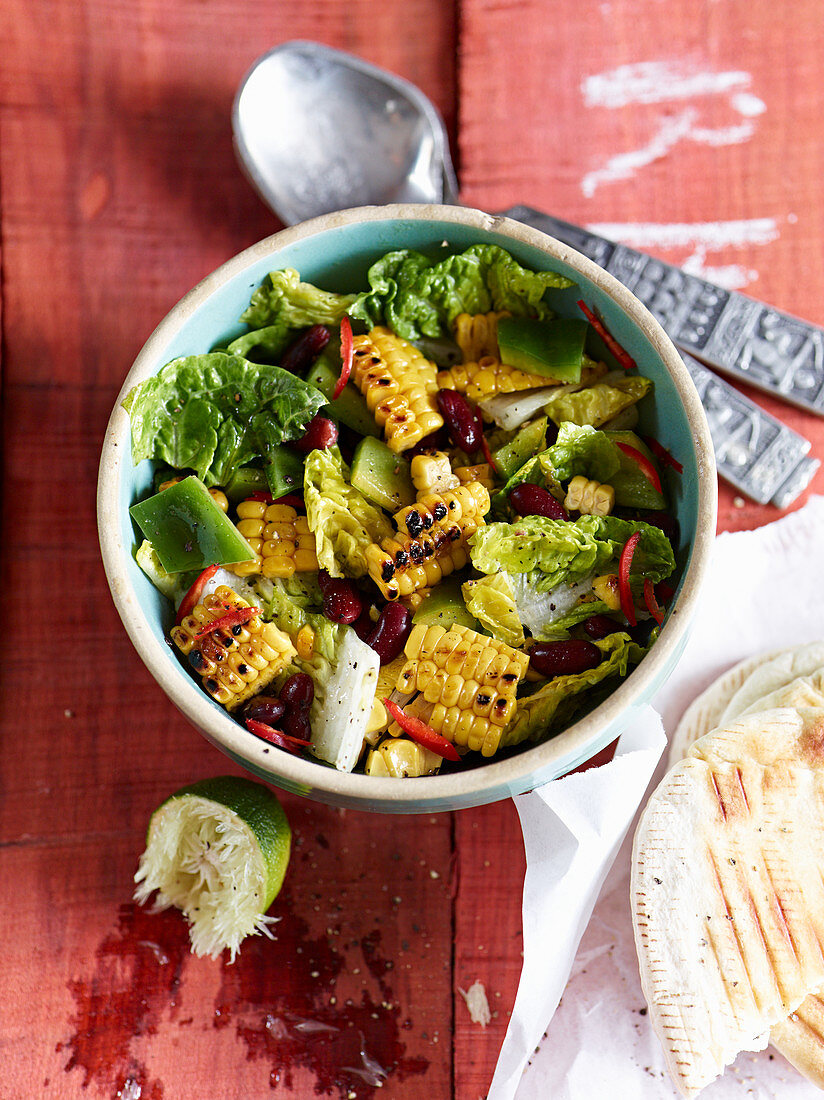 Sweetcorn salad with peppers and a lime dressing (Mexico)