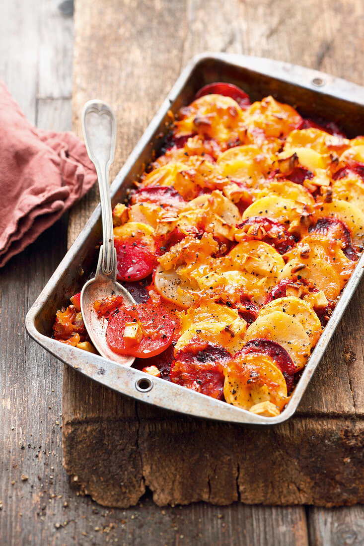 Grilled beetroot and turnip bake