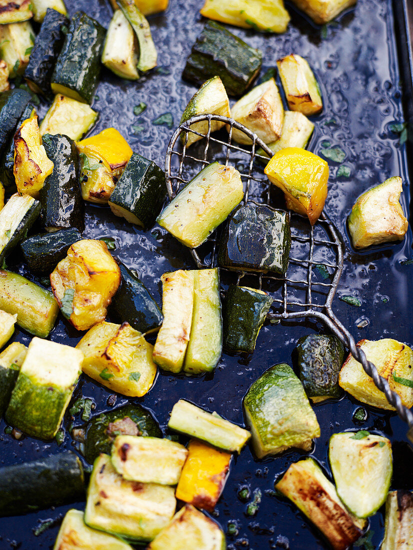 Oven-roasted courgettes