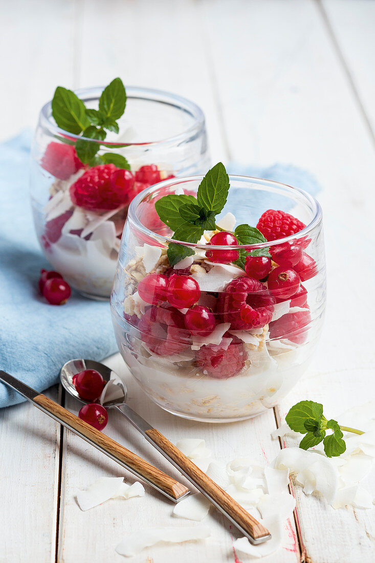 Raspberry and coconut porridge