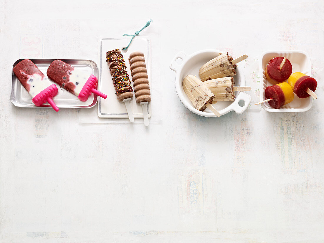 Four different types of ice cream sticks