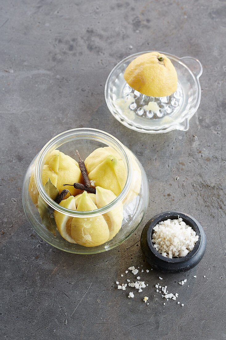 Salted lemons in a jar