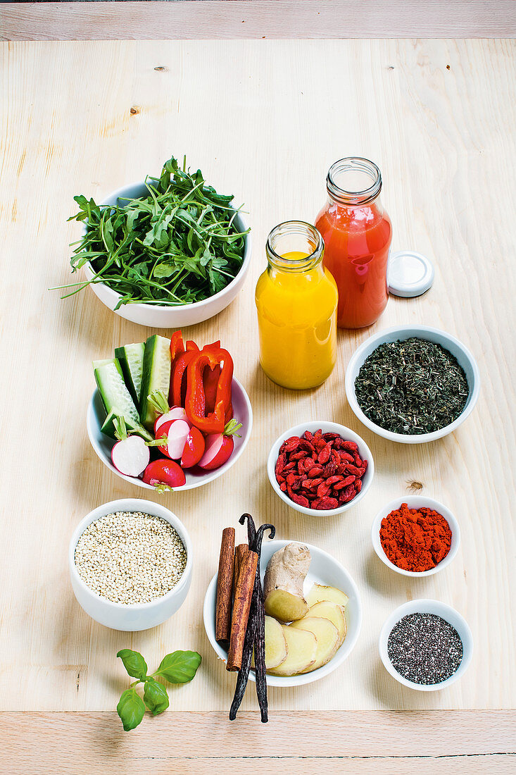 Colourful ingredients for a healthy breakfast