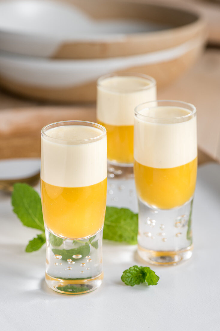 Curry soup in shot glasses