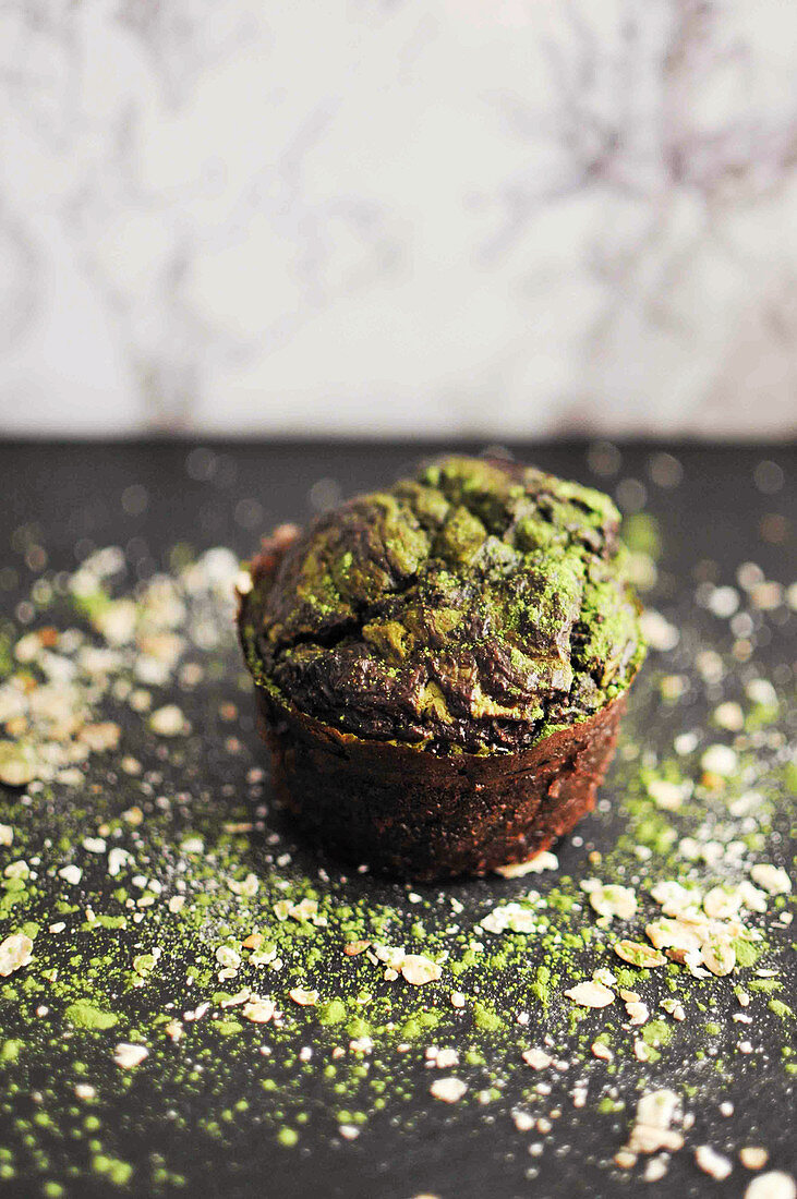 Matcha-Muffin mit Haferflocken