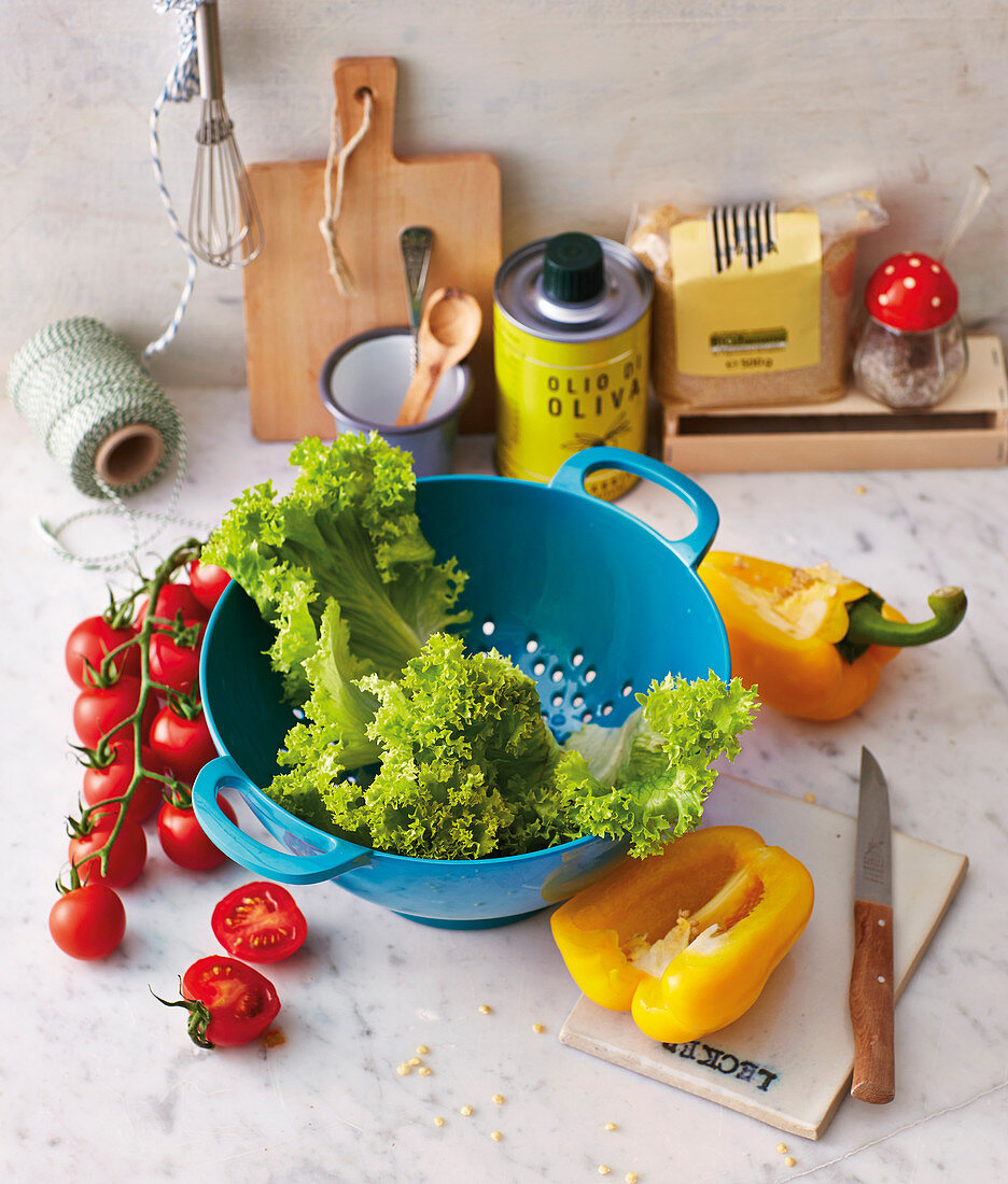 ingredients for a fresh, healthy salad