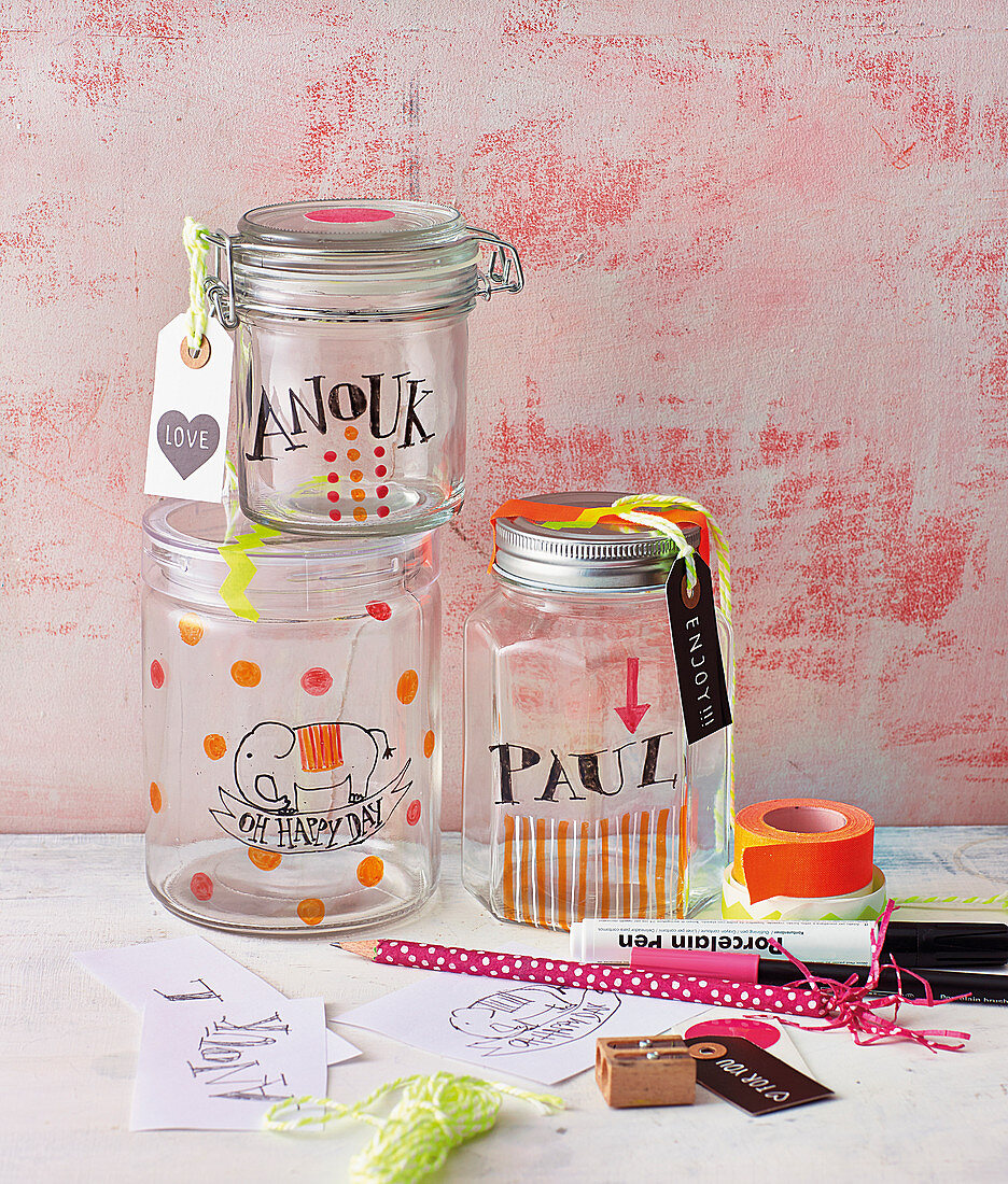 Painted lunch jars for children
