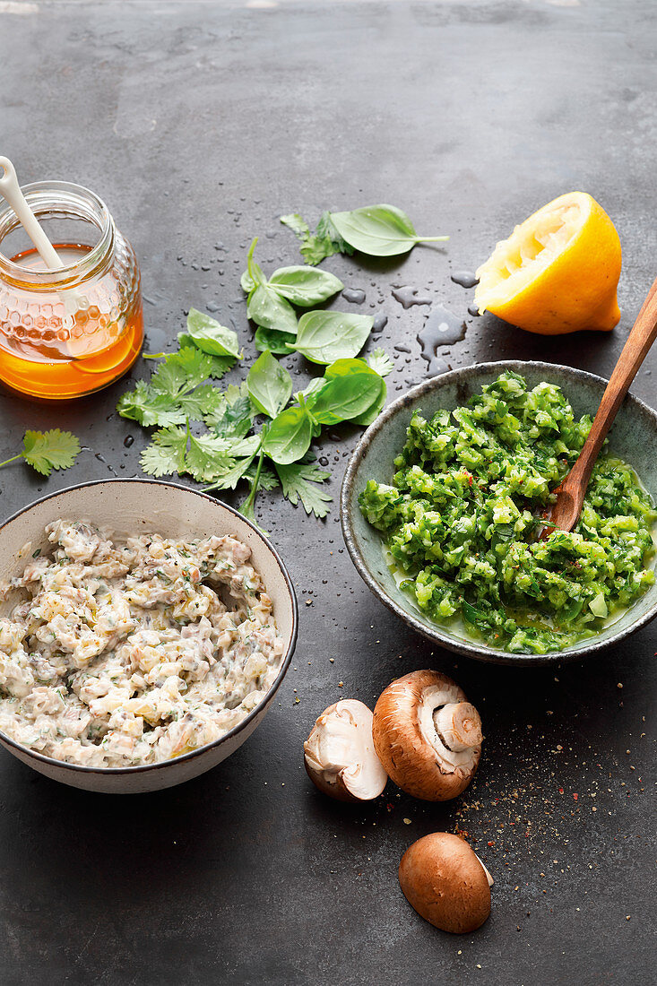 Green Salsa und Pilzcreme
