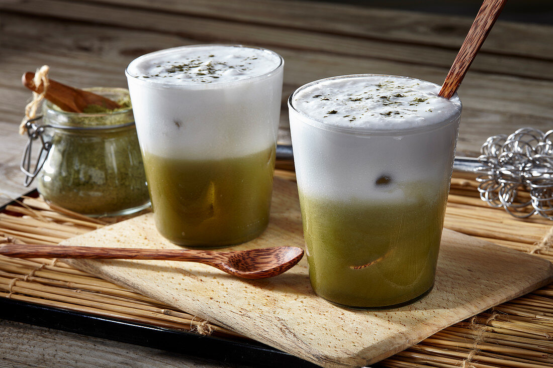 Iced matcha lattes