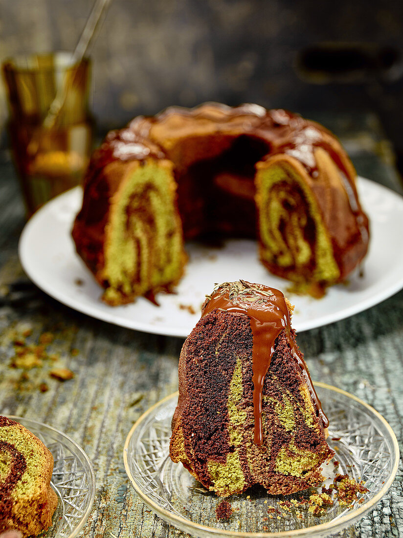 Matcha tea marble cake