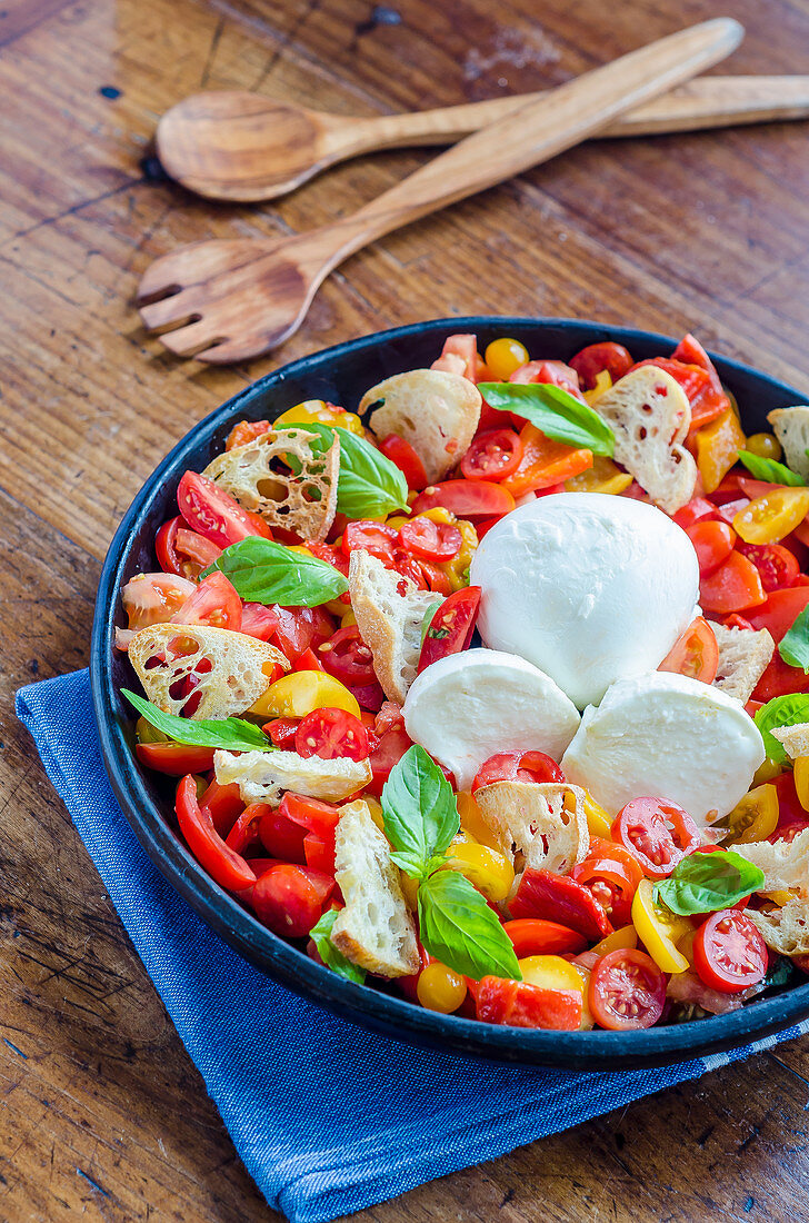 Tomato salad with buffalo mozzarella, basil and grilled bread