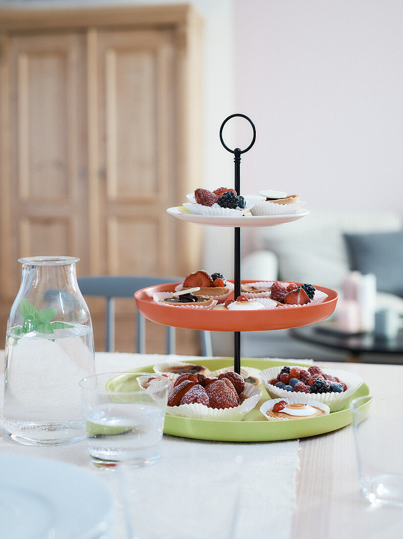 Tartlets on a homemade cake stand