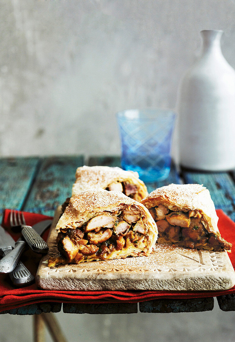 Moroccan chicken and almond pie