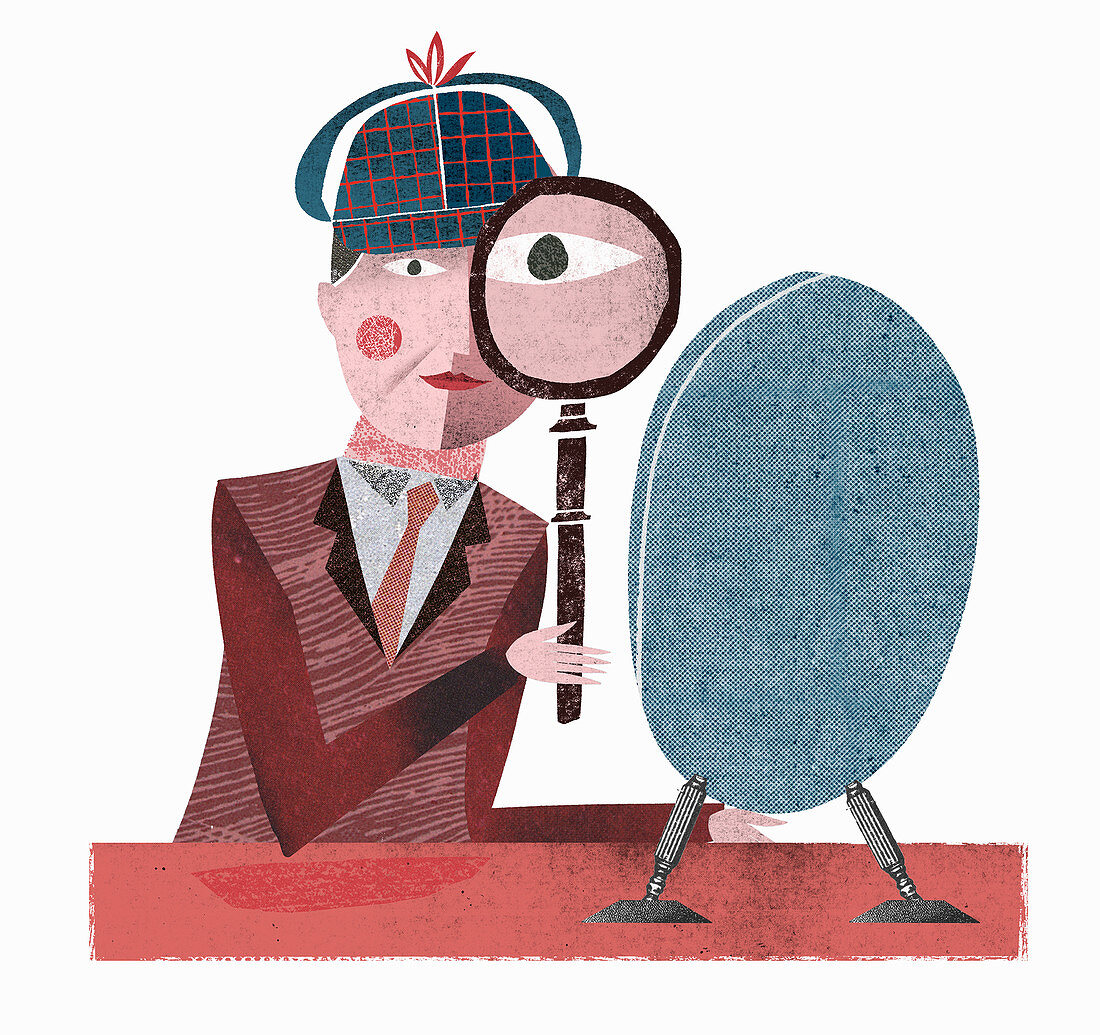 Illustration: A detective with a magnifying glass