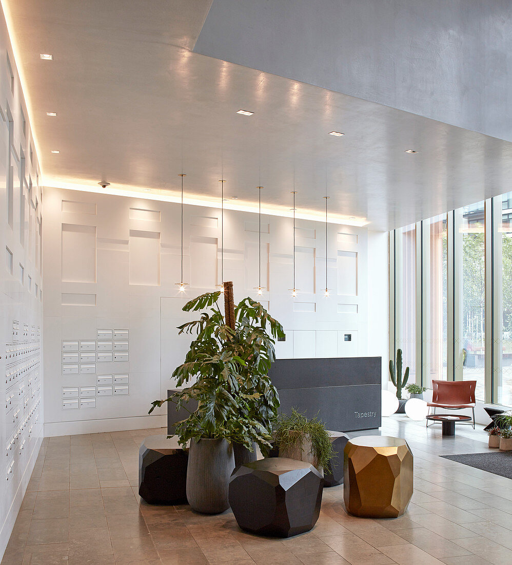 Modern lobby of the Tapestry Apartments in London