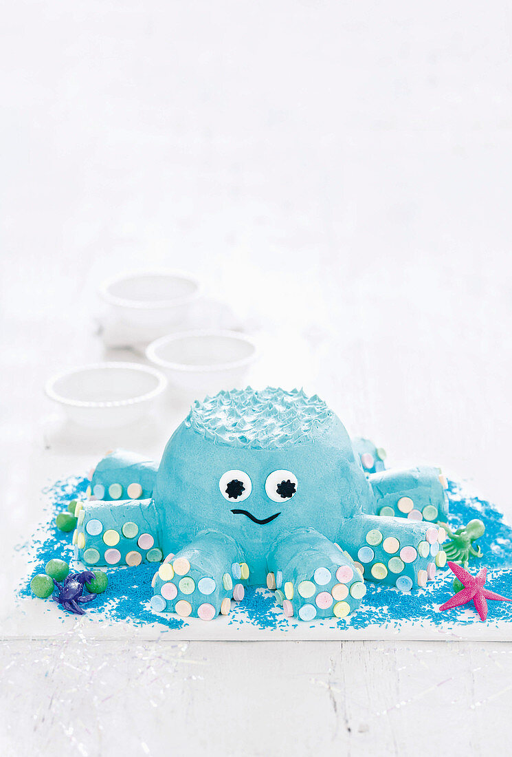 Blaue Motivtorte 'Ollie der Oktopus'