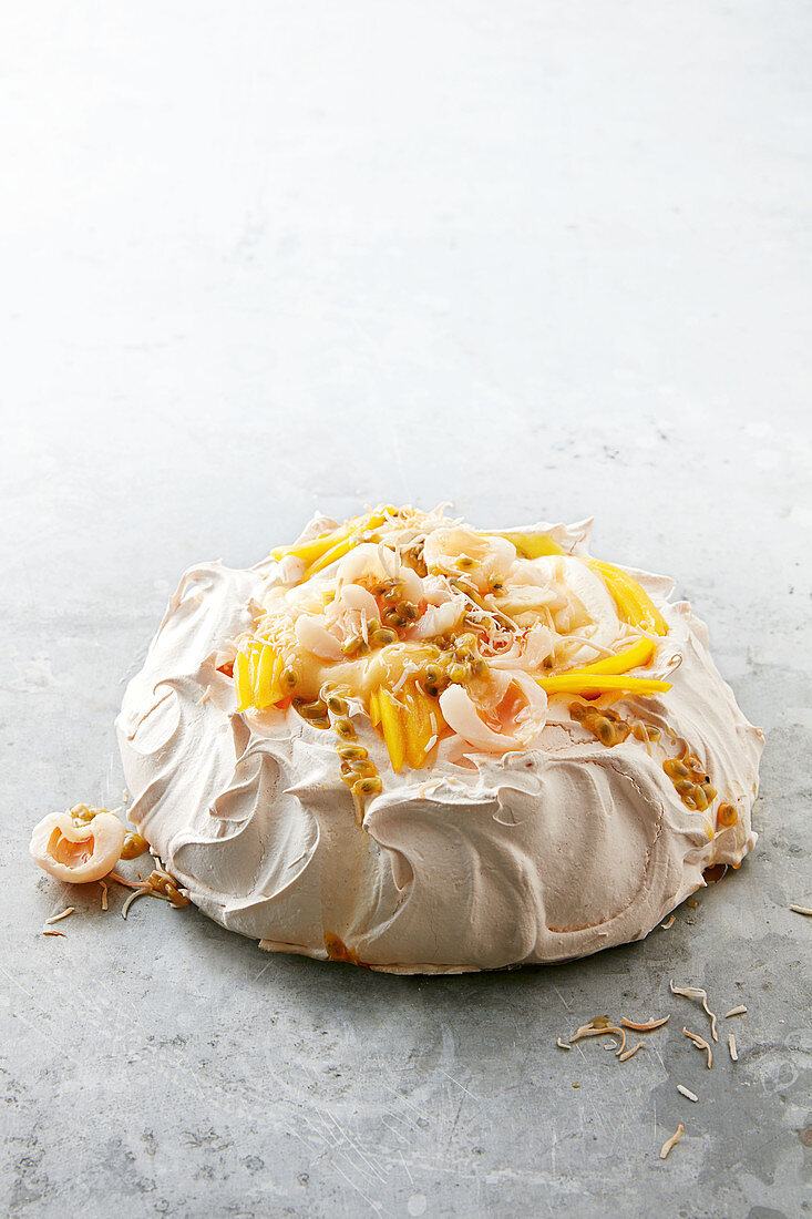 Lemon curd and cream pavlova