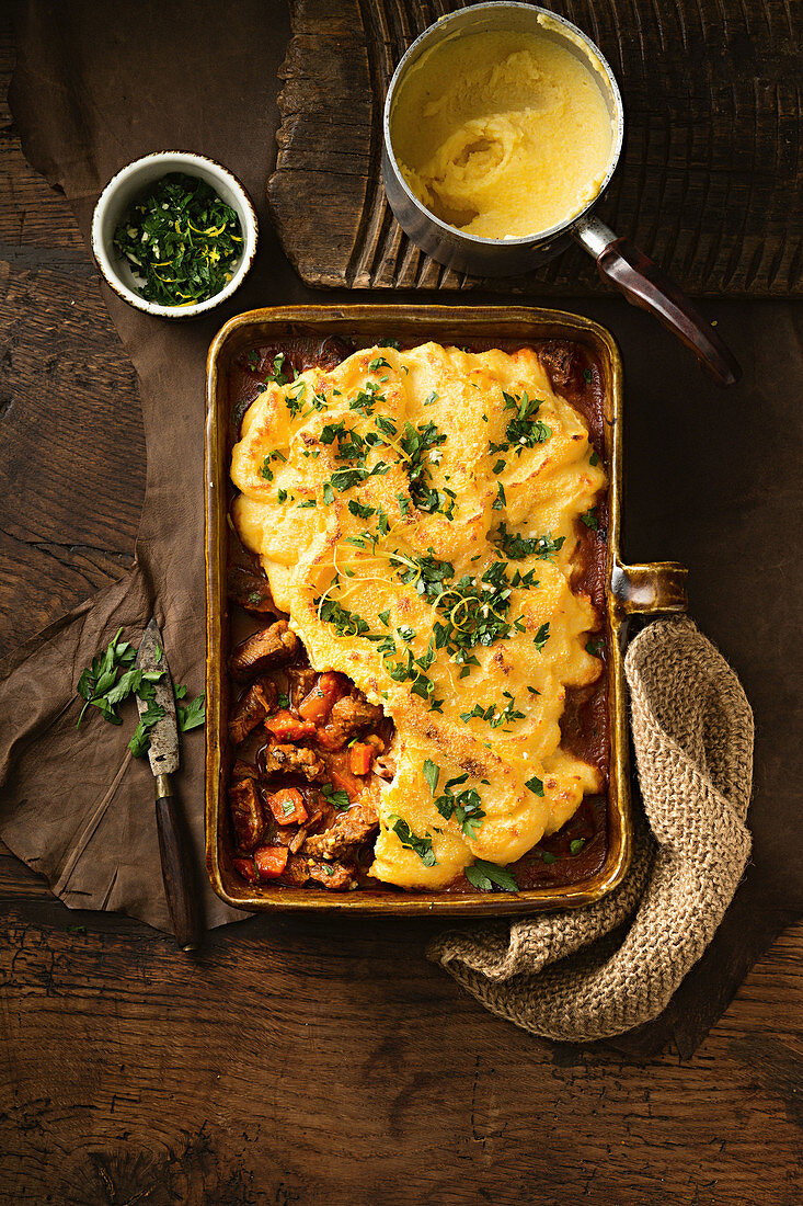 Ossobuco überbacken mit Polenta-Haube