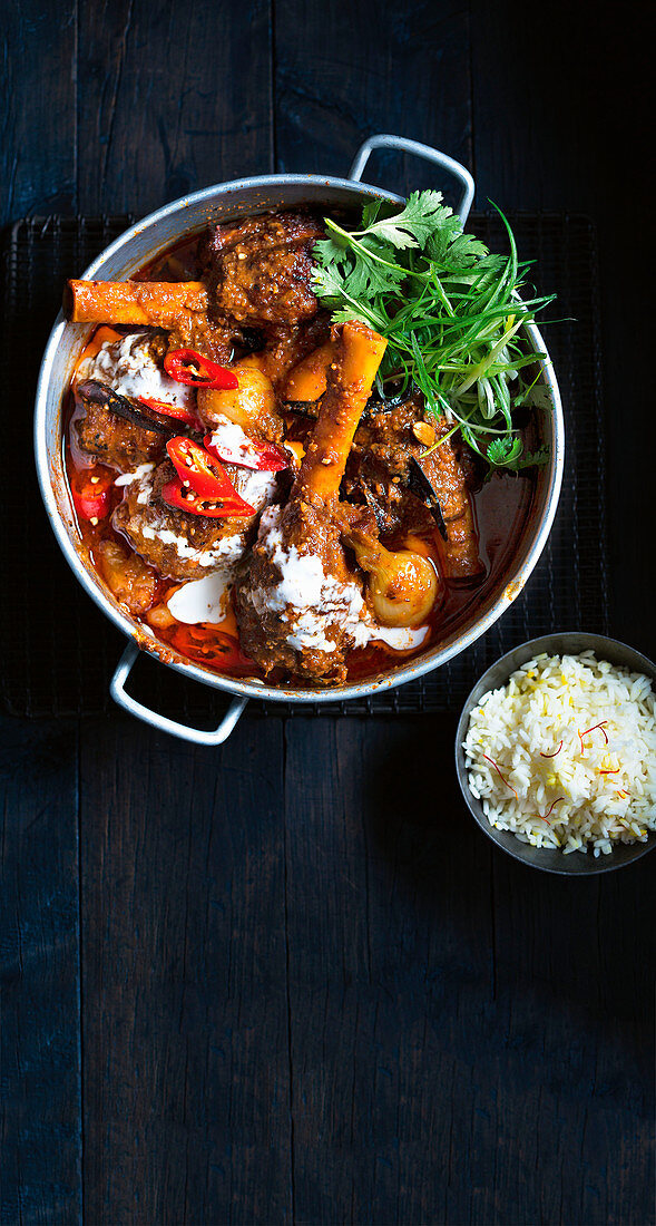 Thai style lamb shanks with rice