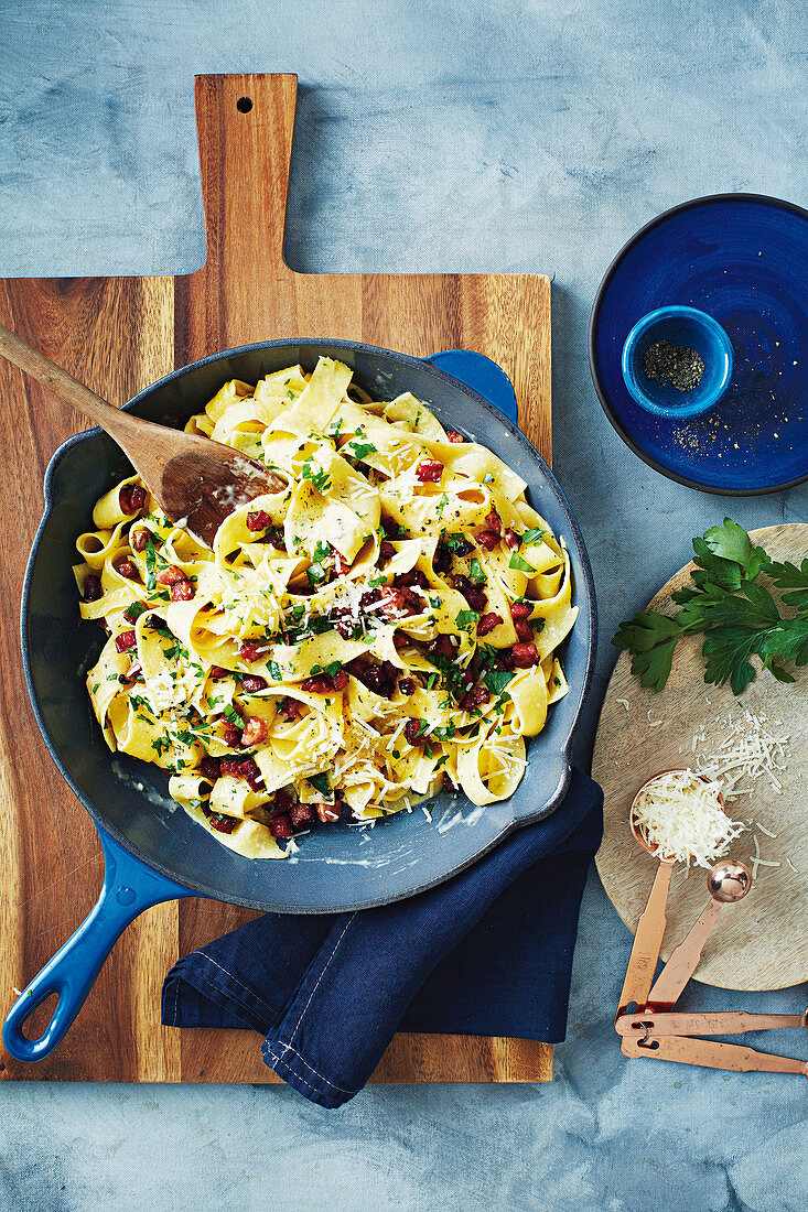 Chorizo and thyme carbonara