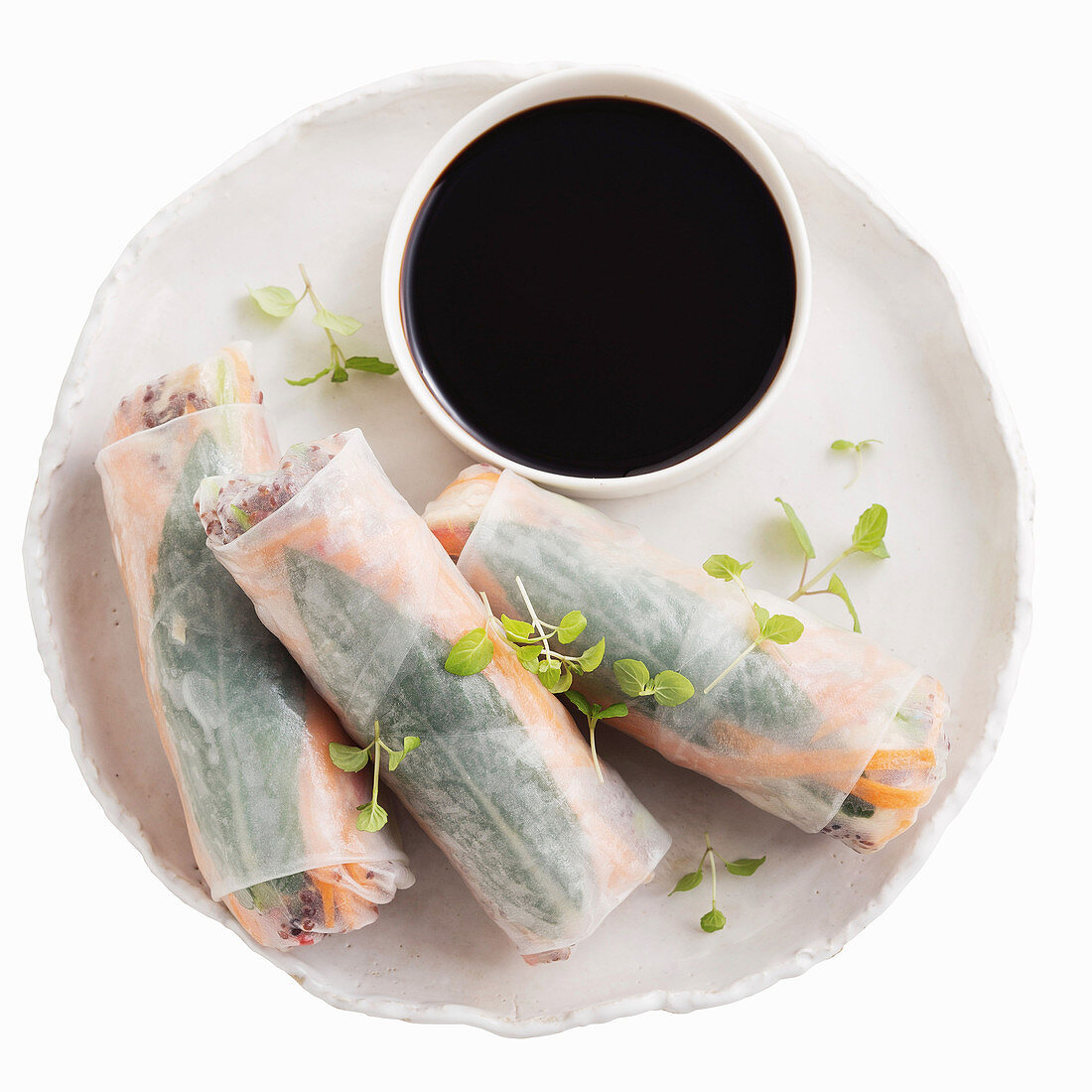 Reispapierrröllchen mit Lachs, Quinoa und Avocado (Vietnam)