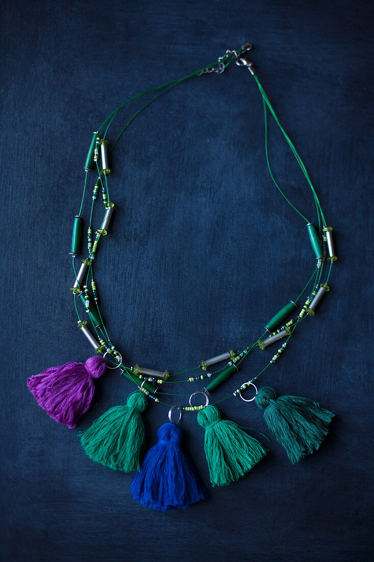 Necklace of hand-made tassels