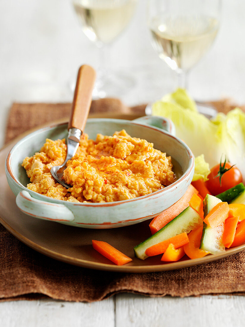 Hummus with red pepper