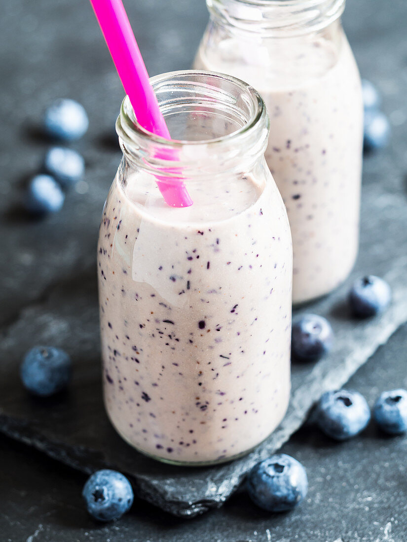 Vegan smoothie with blueberries