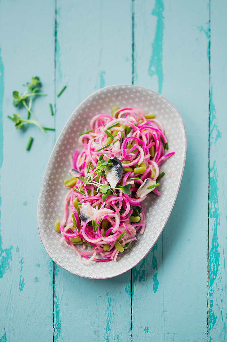 Vegetable salad with herring