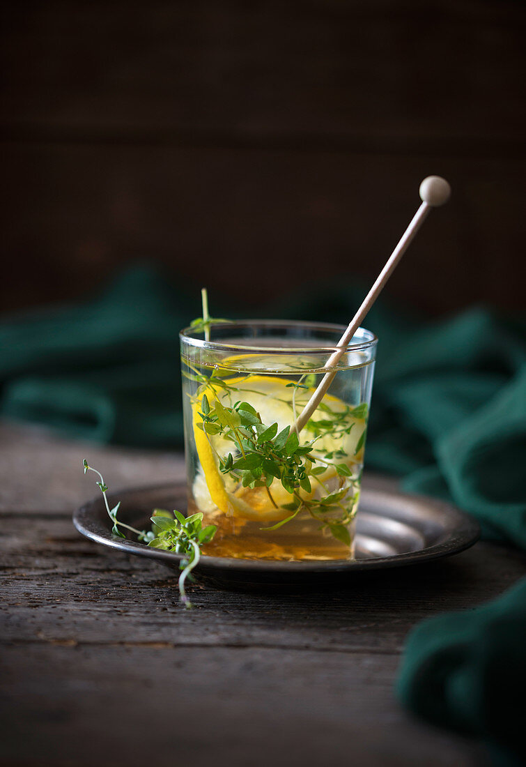 A hot drink made with lemon and fresh thyme (anti-inflammatory)