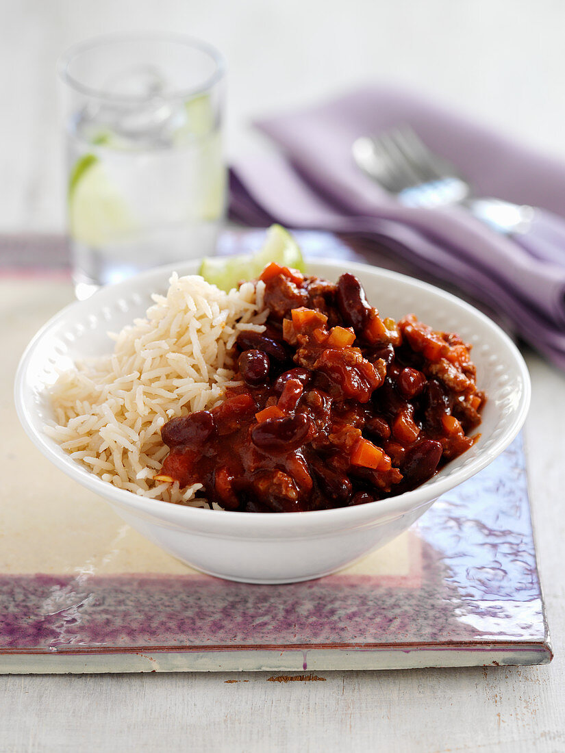 Beef chili with rice