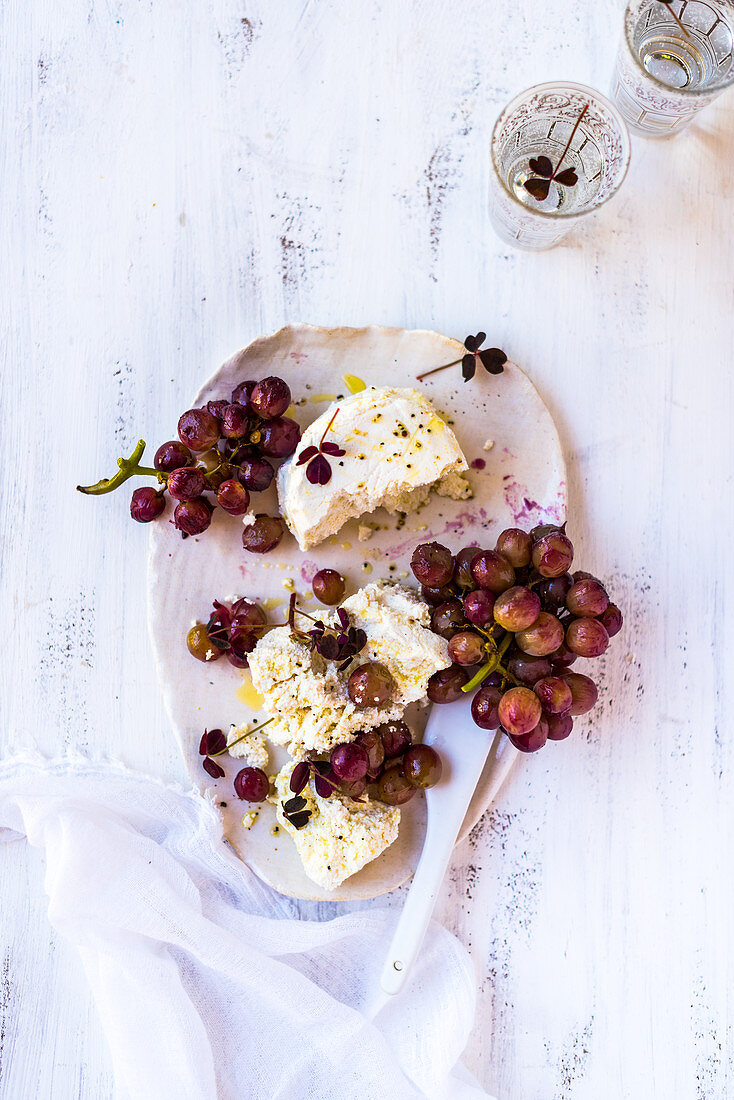 Roasted Red Grapes with Ricotta
