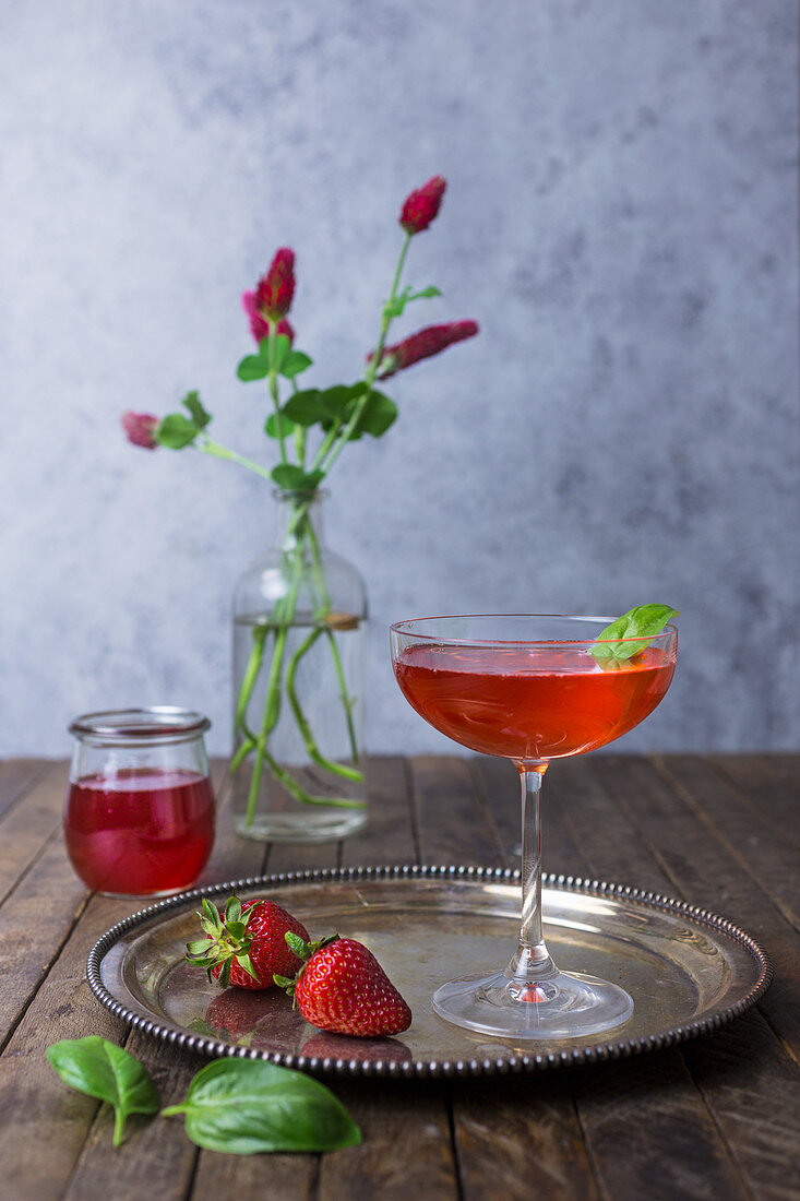 Strawberry and basil martini