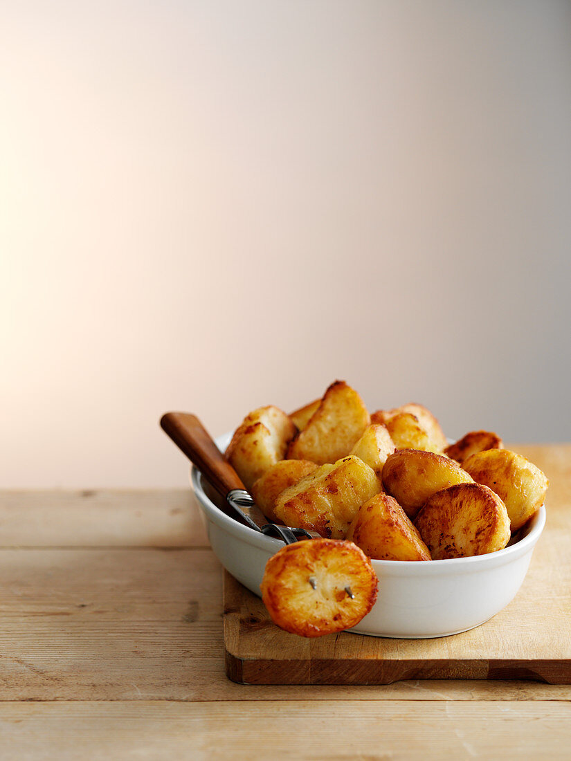 Fried potatoes with a fork