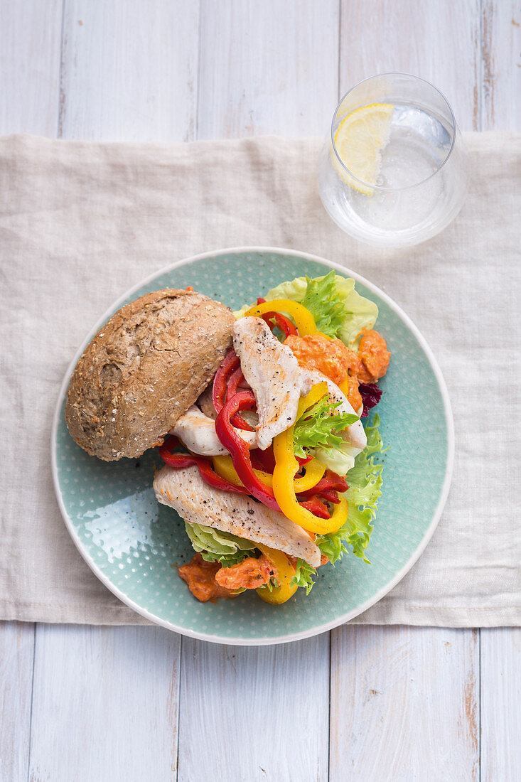 Chicken breast and pepper sandwich