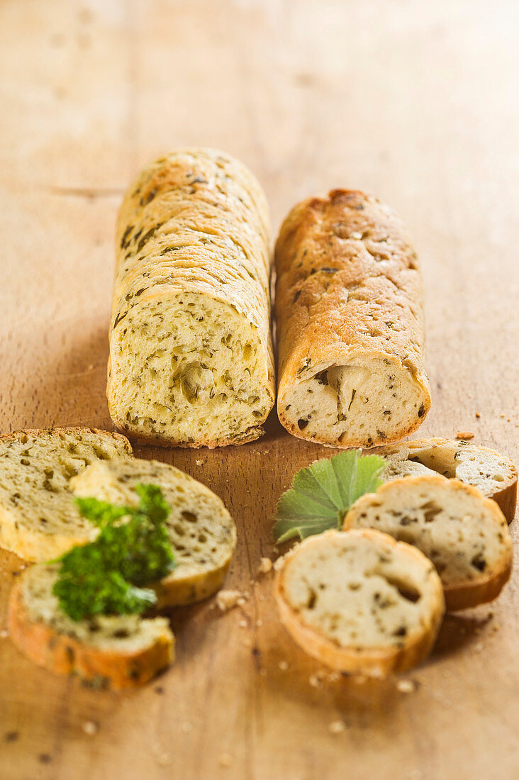 Lady's mantle bread and parsley bread