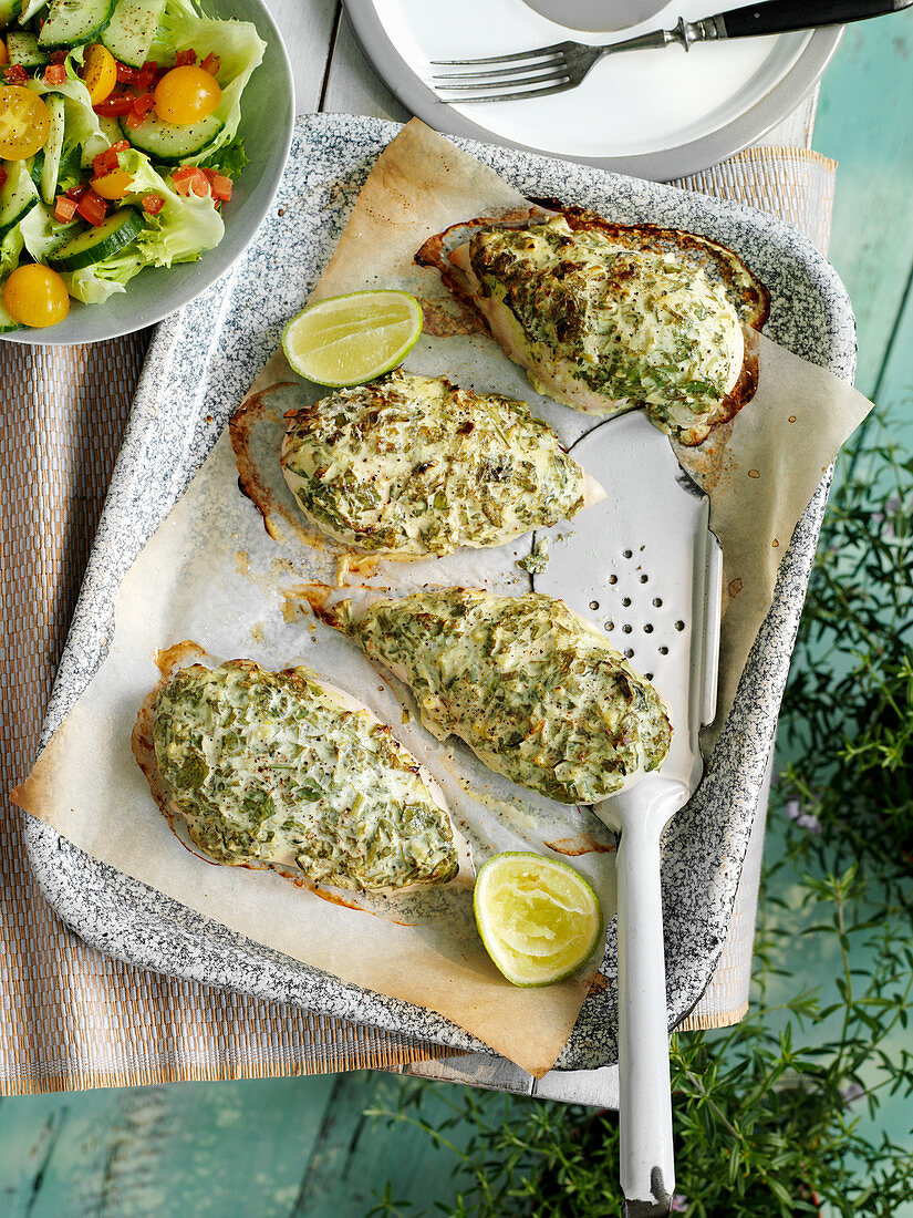 Lime herb crusted chicken