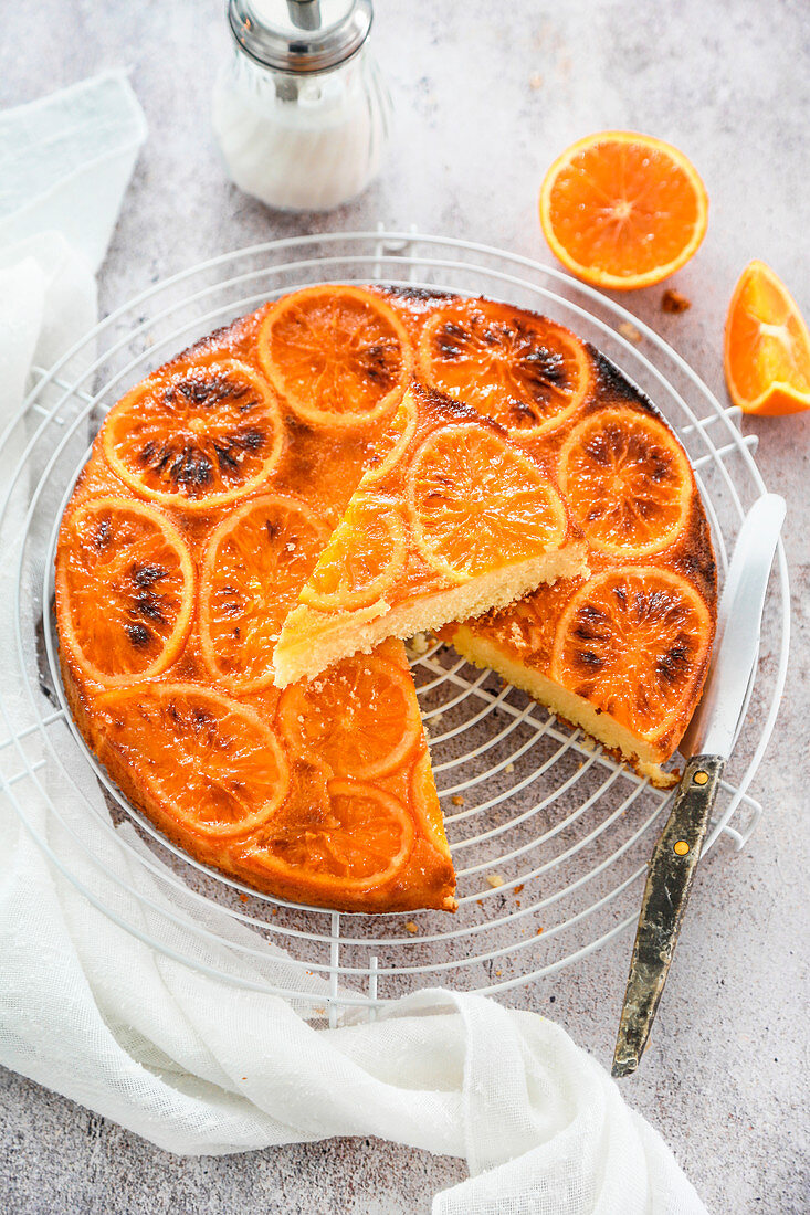 Inverted orange cake