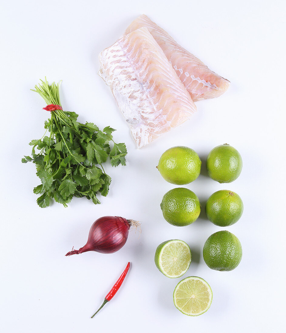 Ingredients for cod ceviche