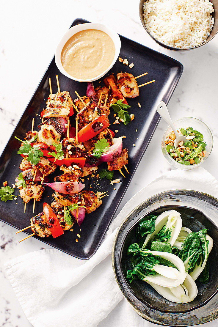 Thai chicken skewers with peanut sauce