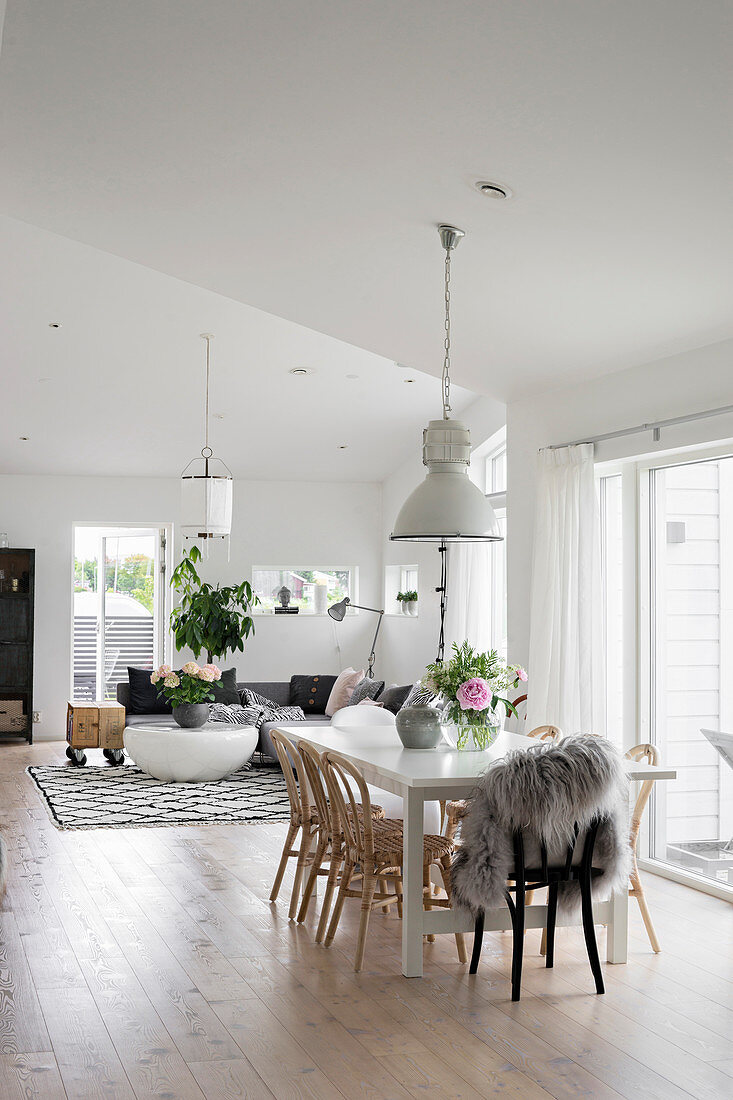 Large, open-plan, Scandinavian interior