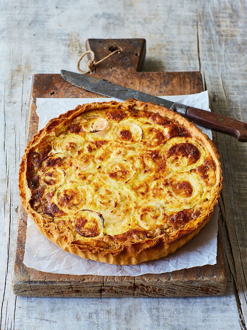 A caramelised onion and goat's cheese tart