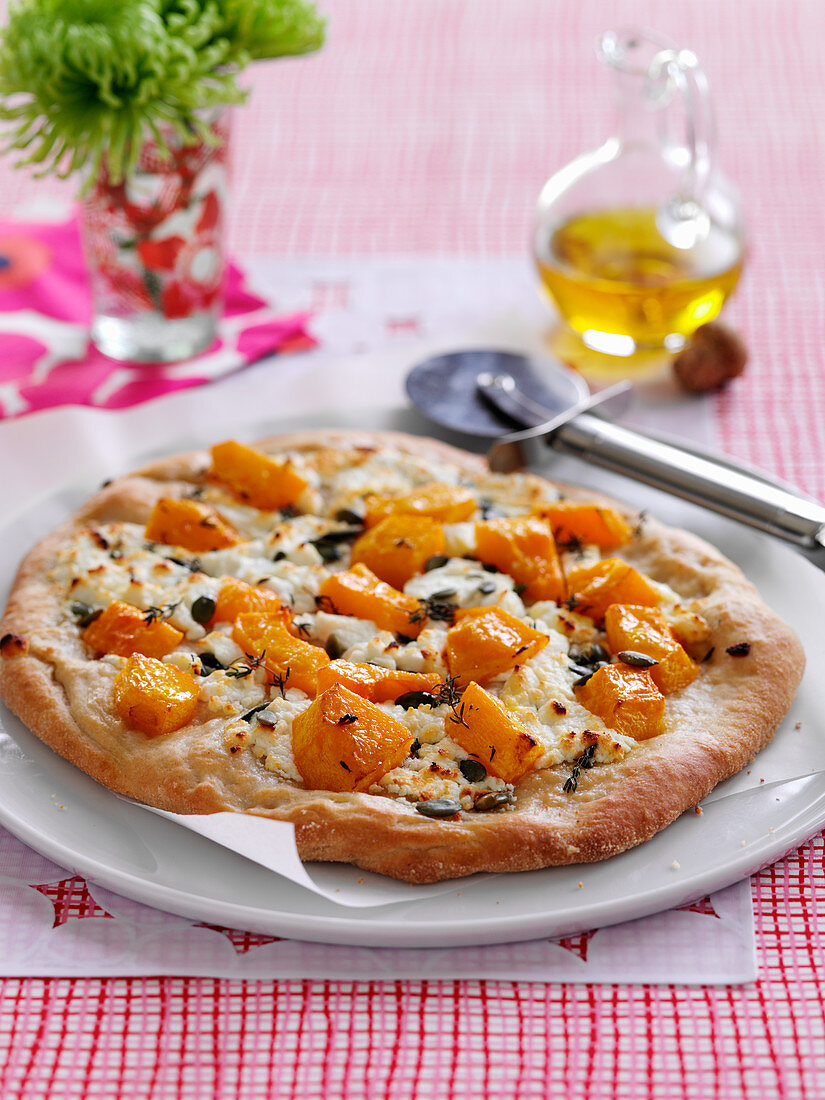 Butternut squash pizza with goat's cheese